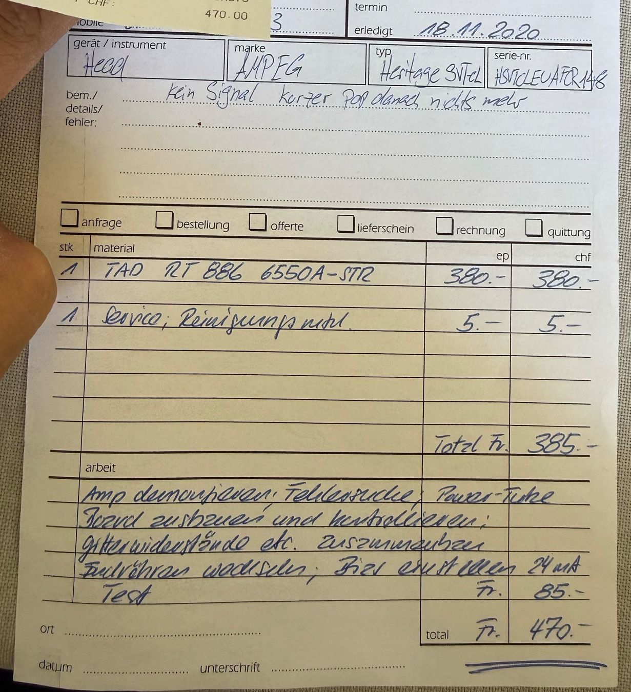 Ampeg Verstärker: Ampeq SVT-CL/-810E Heritage Fullstack – Gebraucht aus Diessbach b. Büren von TimVonUTBF 7