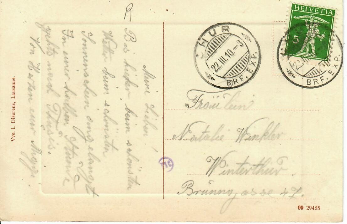 Cartoline postali: Chur 1910 – Usato da Hochdorf venduto da Ziegel-16 1