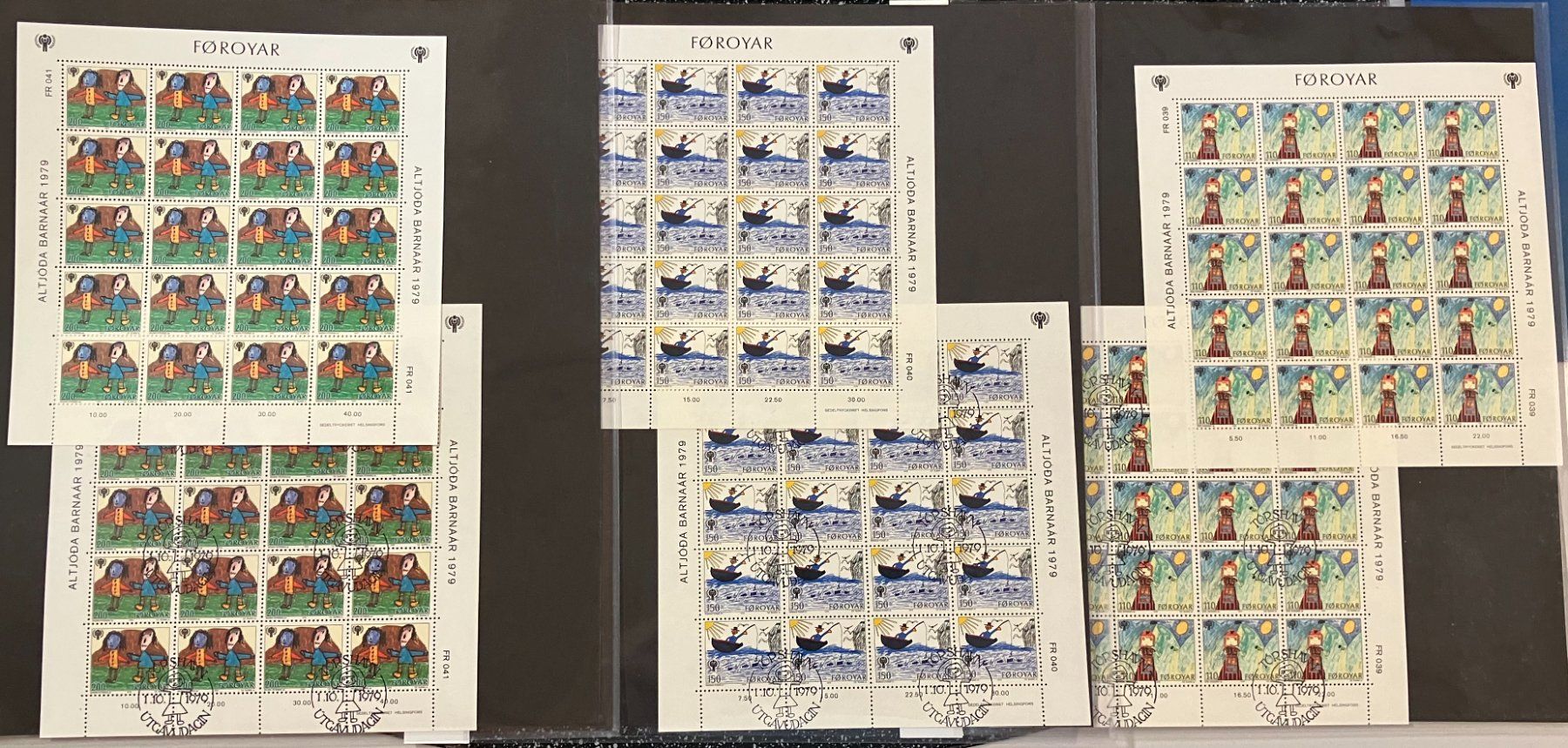 Alle Briefmarken: Färöer 1979: 6 Bogen Jahr des Kindes – Gebraucht aus Eschlikon TG von PhilCon