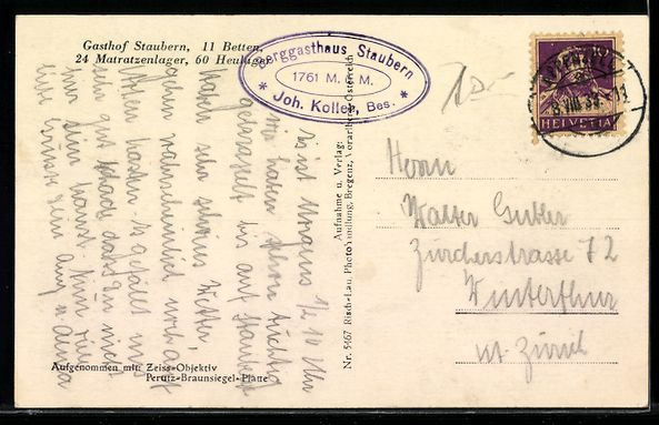 Cartoline postali: Staubern, Berggasthaus Staubern, Bes. Jo – Usato da Berlin venduto da bartko-reher 1
