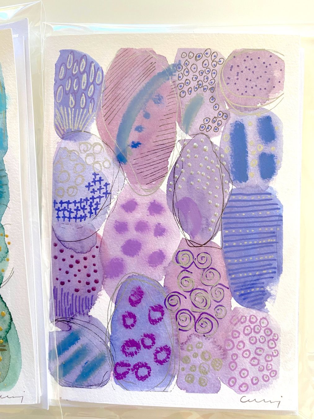 Cartoline: 3-er Set Aquarell-Kunstkarten, Grusskarten – Nuovo e nell'imballaggio originale da Fanas venduto da Omibia 5