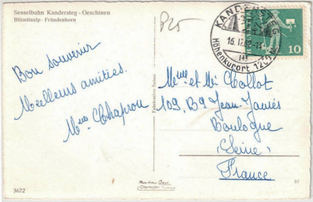 Cartoline postali: Kandersteg - Sessellift Oeschinen – Usato da Binningen venduto da Mountainrider 1