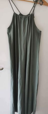 Sommerliches Maxikleid, salbeigrün, Grösse XL, Baumwolle