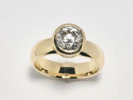 Gelbgoldring 750, 1.16ct., L. Faint Brown I2, Gr. 52.5, NEU