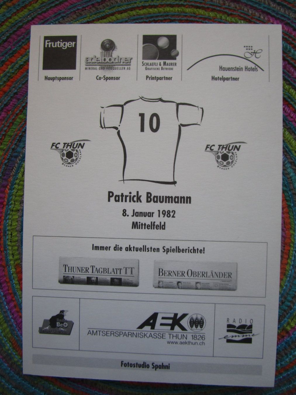 Autografi: FC THUN PATRICK BAUMANN SPIELER AUTOGRAMM ANTIK – Usato da GUTENSWIL venduto da Alpina6 1