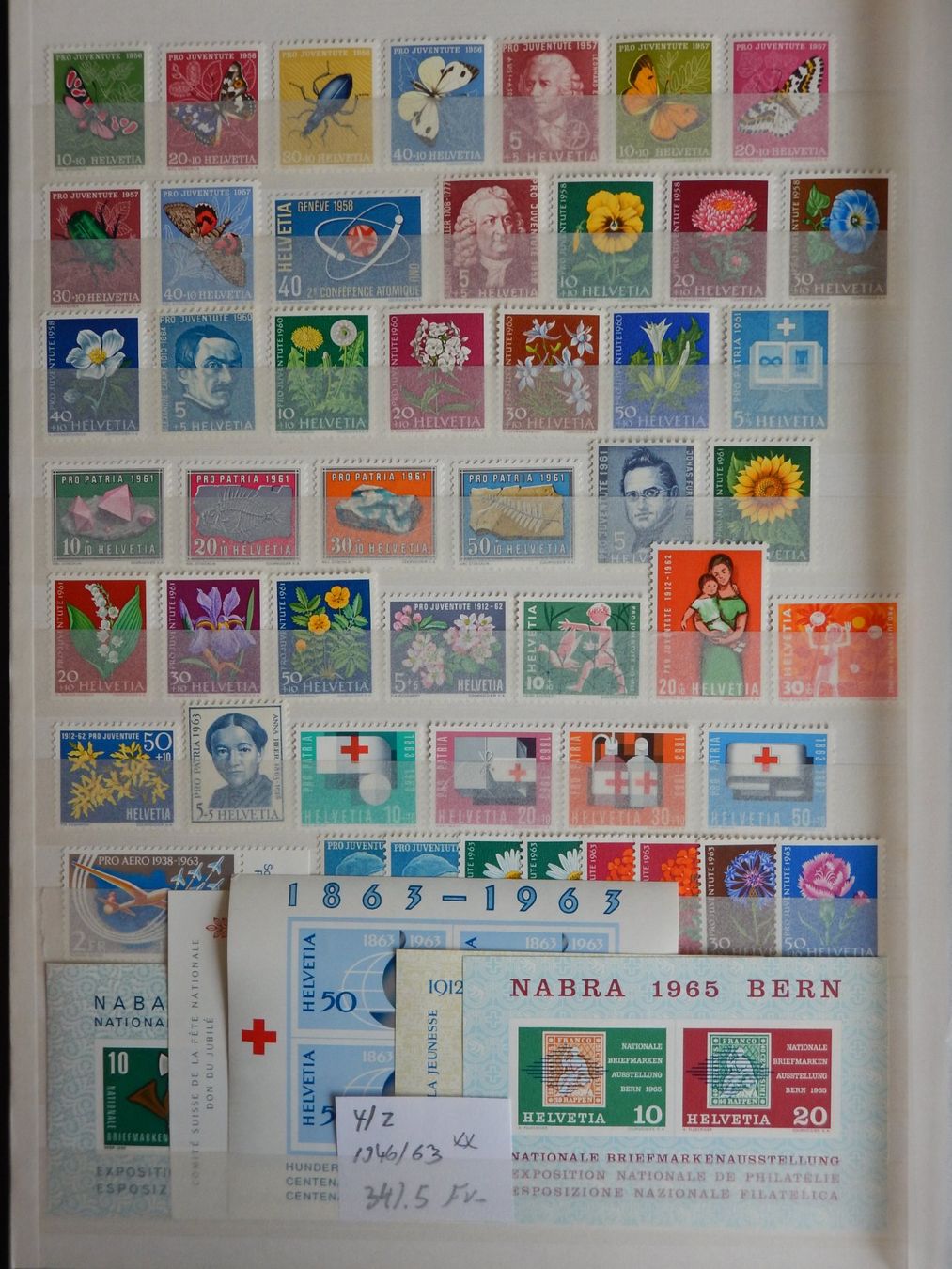 Tutti i francobolli: Schweiz Postfrische Sammlung 1946/63 Kat. 341 Fr. – Usato da Zürich venduto da Muehlekauf 1
