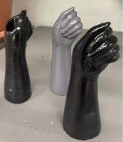 Hand-Vasen 3er Set, schwarz/grau, Deko