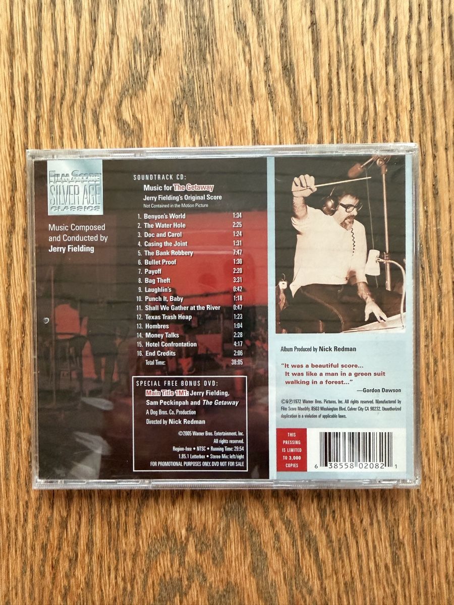 CDs: The Getaway Soundtrack CD Neu Jerry Fielding – Neu und originalverpackt aus Hünenberg von Paddels 1