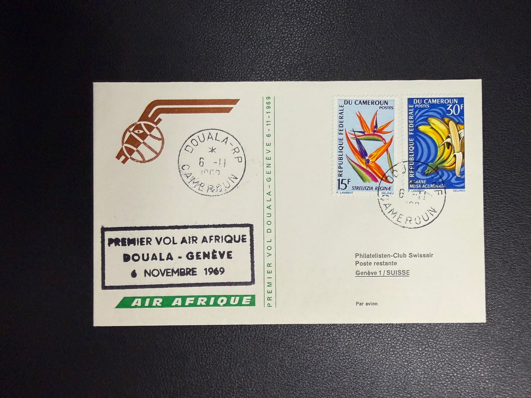 Tous les timbres: Air Afrique Erstflugbrief Douala-Genf 1969 – D'occasion à oberrüti par jeanmei
