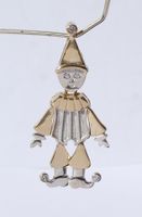 Anhänger Clown Harlekin Hampelmann Silber 800 vergoldet