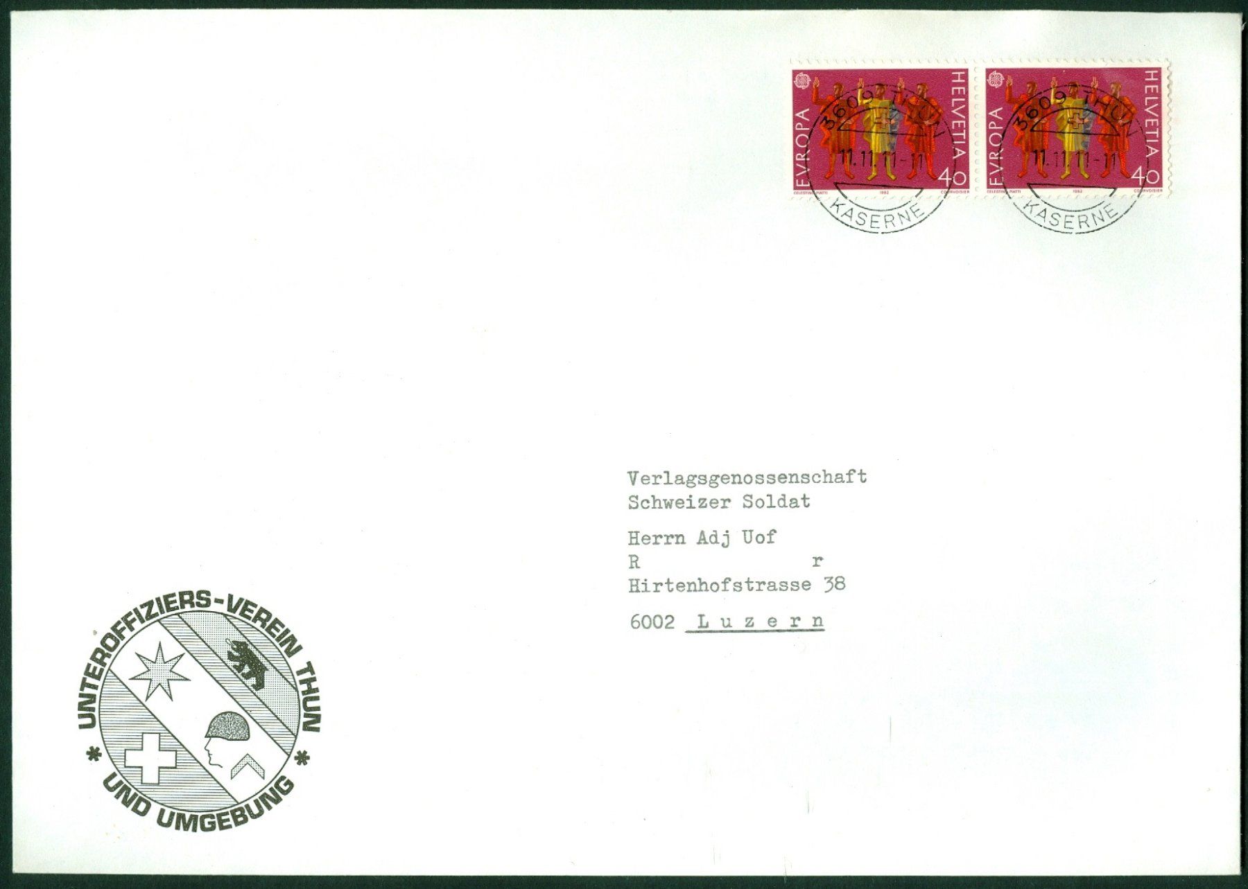 Tutti i francobolli: 2011_Gebrauchsbrief mit 2 Datum-Vollstempel "11.11.11 -11" – Usato da Thun venduto da Nissan