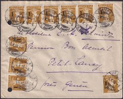 1916, Nr.132 (10x): Brief: Zürich (BAHNHOF) nach Petit Lancy