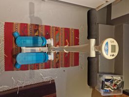 Stepper Domyos mit Haltestange gebraucht weiss blau