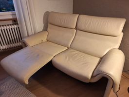 Ledersofa, DeSede DS 2000, creme, Reclining, 2 Plätzer