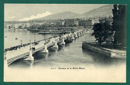 Genève,Pont du Mont-Blanc,Ile Rousseau, ungelaufen