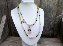 Vario-Schmuckset aus Peridot, Rosenquarz, Onyxund Silber