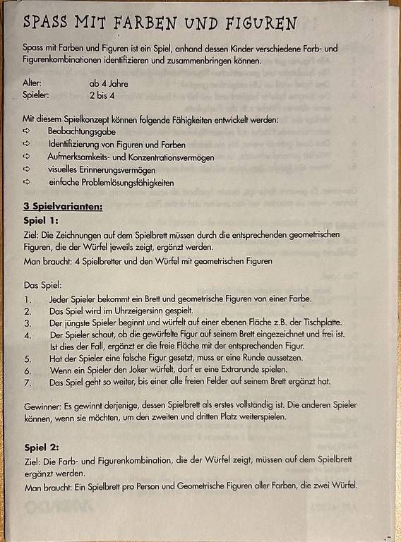 Giochi: "Spass mit Farben und Figuren" – Usato da Wilen b. Wil venduto da liv_8 1