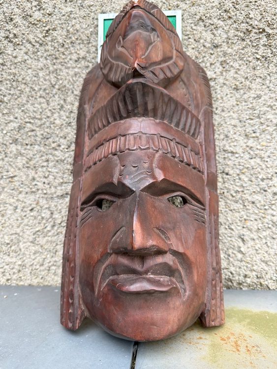 MASQUE BAULE AFRICAIN sculpté à la main ancien visage tribal en bois