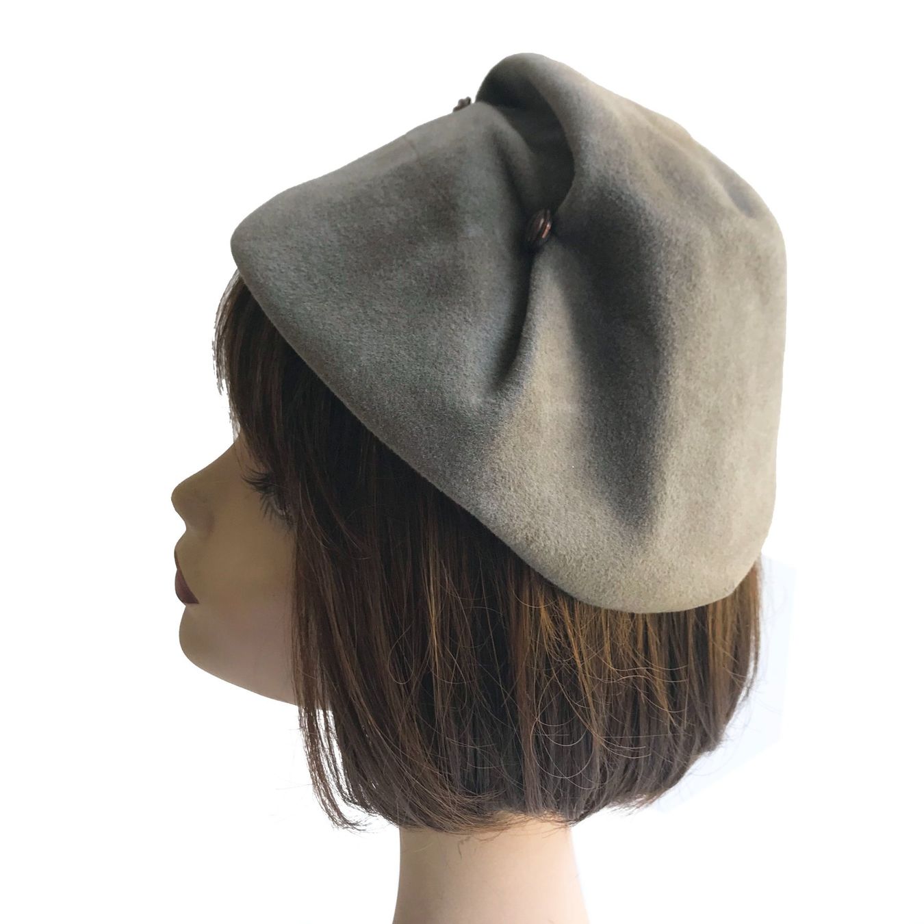 Copricapi, berretti & cappellini: Hütchen Filz Bibi VINTAGE 1950s grau taupe – Usato da Brüttisellen venduto da Buxus