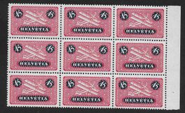 1923: Flugpost 45 Rp.Nr.F8 ( Glatt ) 9er Block **