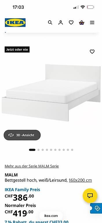 Ikea Lits: IKEA Malm Bett 160cm – D'occasion à Glattpark(Opfikon) par N.Naumkin 1