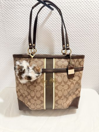 Coach Signature Tote Bag Brown Charm Included