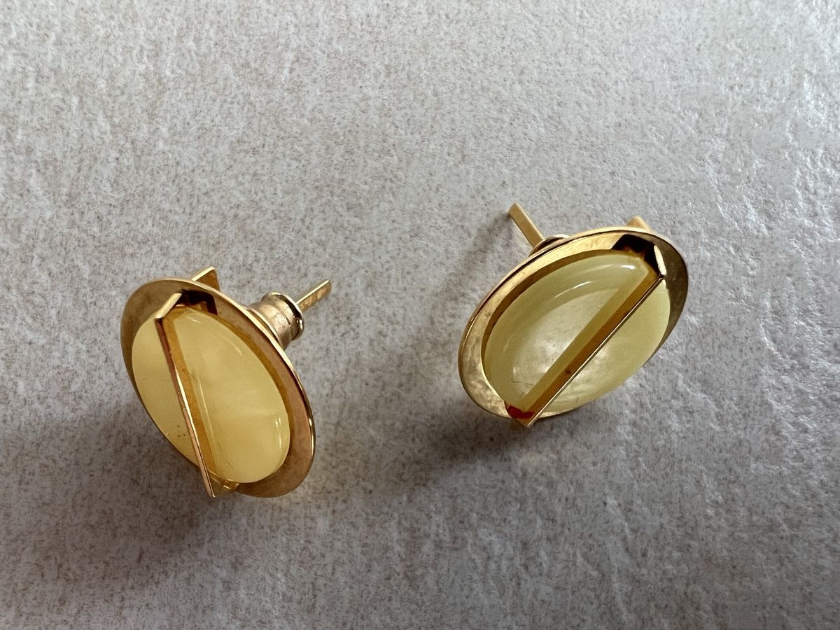 Orecchini pendenti & Orecchini a lobo: Amber gold plated earrings – Nuovo e nell'imballaggio originale da Corsier GE venduto da Karol_save_planet 1