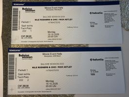 2 Tickets Nile Rodgers Rick Astley Baloise Session 2026