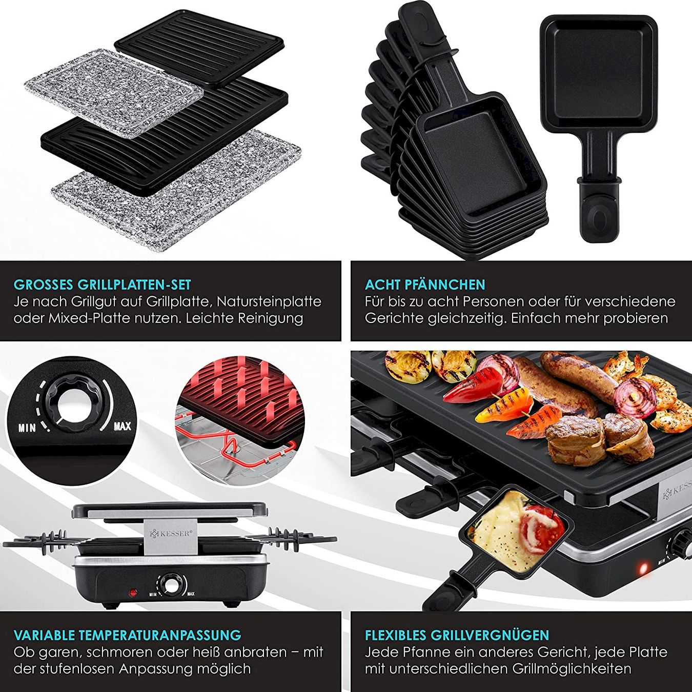 Küchengeräte: KESSER Raclette Tischgrill Schwarz – Neu und originalverpackt aus Bottighofen von zaap 1