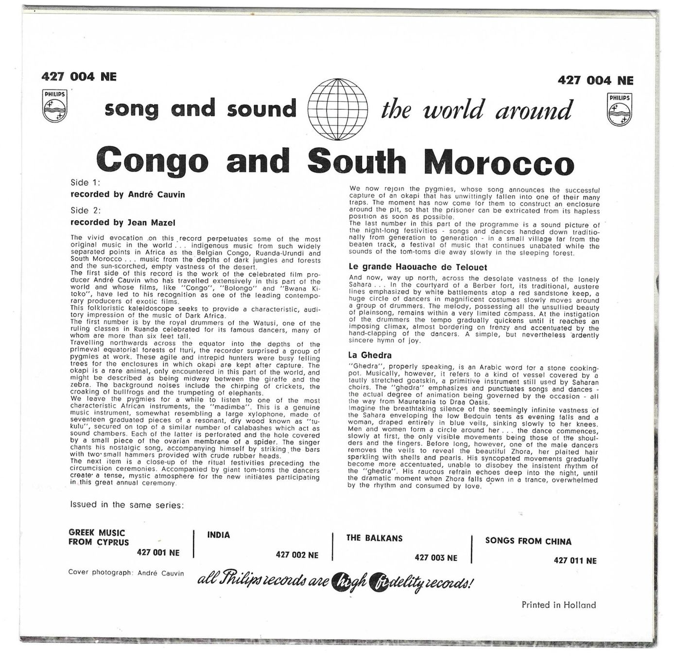Dischi in vinile: CONGO AND SOUTH MOROCCO – Usato da Bex venduto da Giorgiob 1