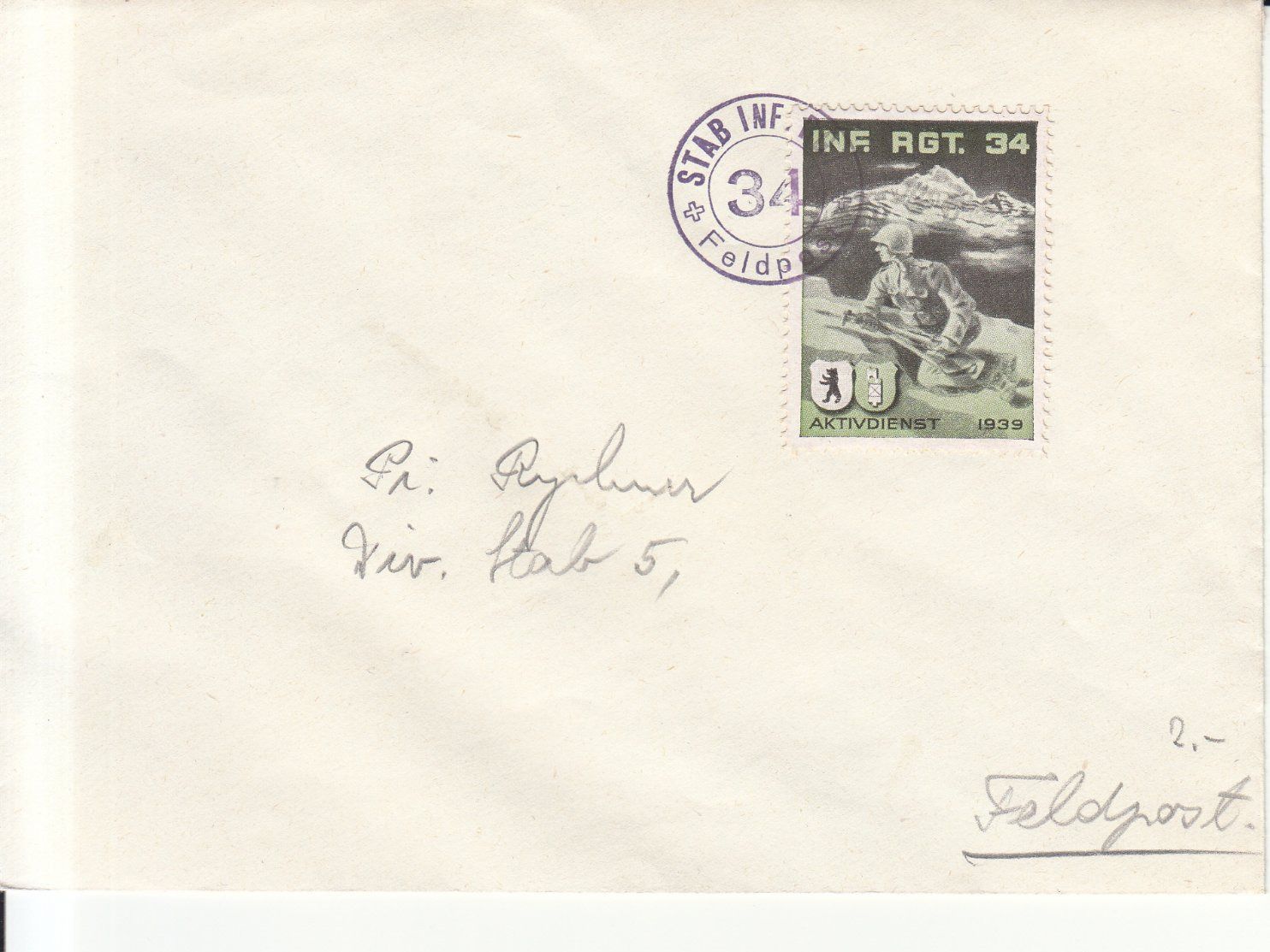 Alle Briefmarken: Infanterie Wi 315 auf Brief – Gebraucht aus Bürglen TG von StampGraf