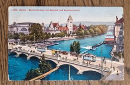 Zürich, Tram, Pferdefuhrwerk, Hotel Bauer 1917
