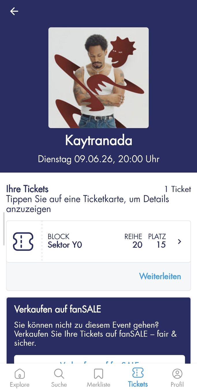 Biglietti: Ticket Kaytranada Konzert – Nuovo e nell'imballaggio originale da Winterthur venduto da rmngiulia