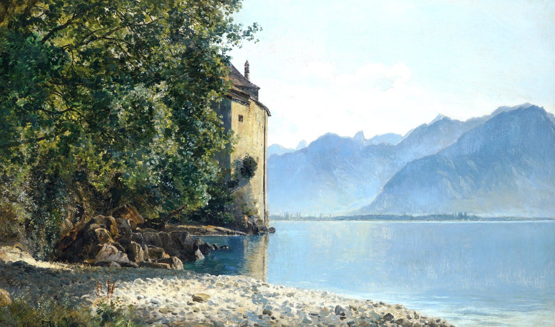 Gemälde: Janus La Cour 1887: Schloss Chillon am Genfersee – Gebraucht aus Meilen von Anonymous3 1