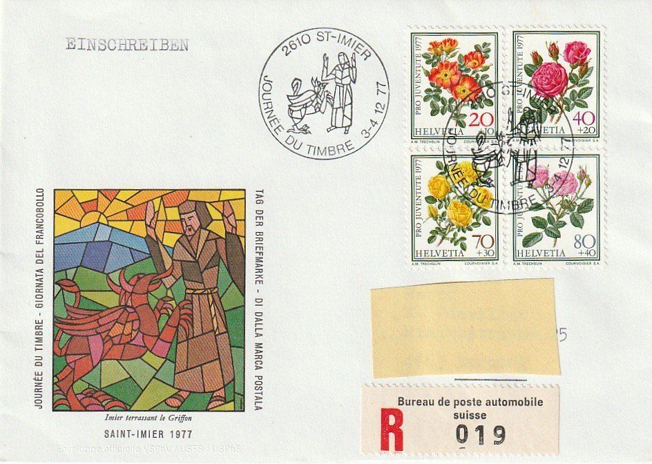 Tutti i francobolli: Tag der Briefmarke 1977 St-Imier,  Umschlag – Usato da Aarburg venduto da Aare10