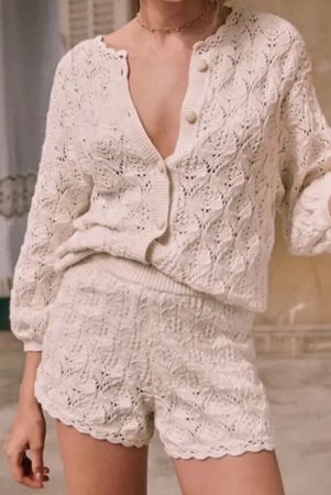 Sézane High Waist Shorts Liliana Crochet Shorts Ecru  Gr. S