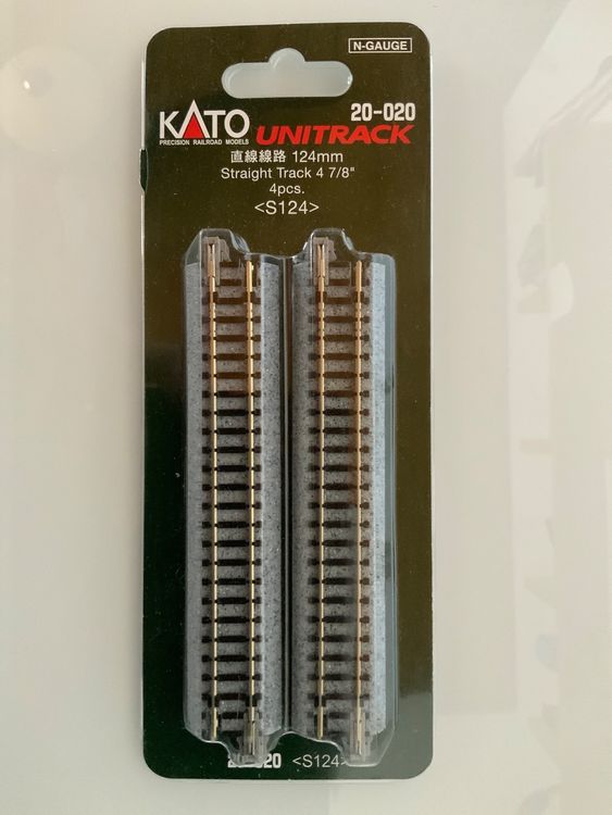 Kato Unitrack N Scale Straight Track – 124mm (4 7/8") Pieces, 4-Pack, Mint Condition