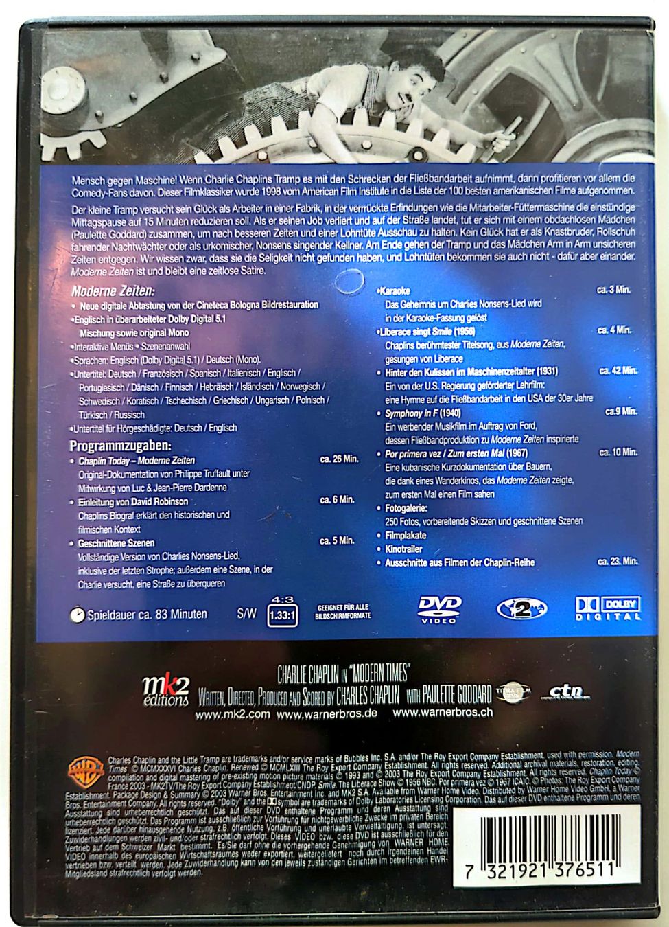 Tutti i DVDs: Charlie Chaplin - Moderne Zeiten – Usato da Uetikon am See venduto da Tomarrani 1