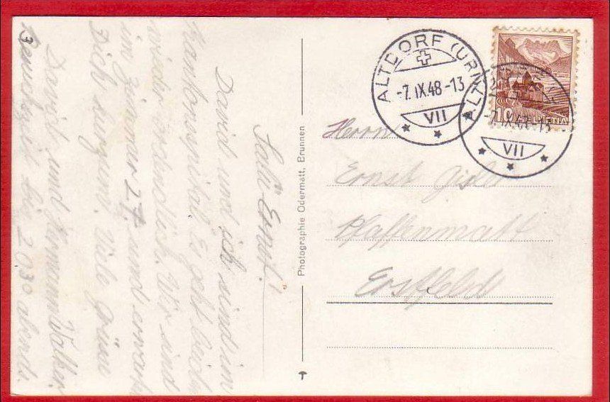 Cartoline postali: ALTDORF, KANTONS-SPITAL 1948 – Usato da Grüningen venduto da Kartenlaube 1