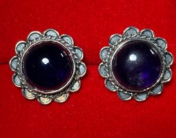 orientalische Silber Ohrstecker mit Amethyst
