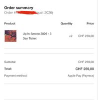Up In Smoke 2026 Festival Tickets 2 Stück 3 Tage Ticket