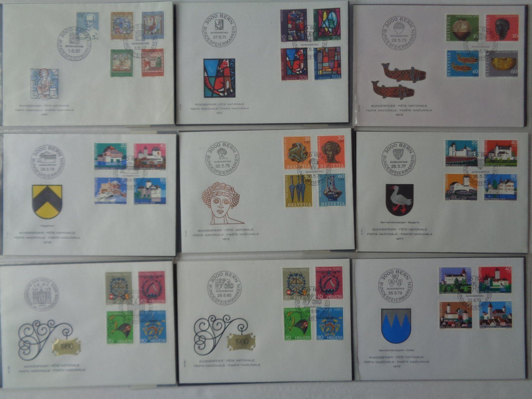 Alle Briefmarken: 72 Ersttagsbriefe mit Album – Gebraucht aus Chur von omonia 1