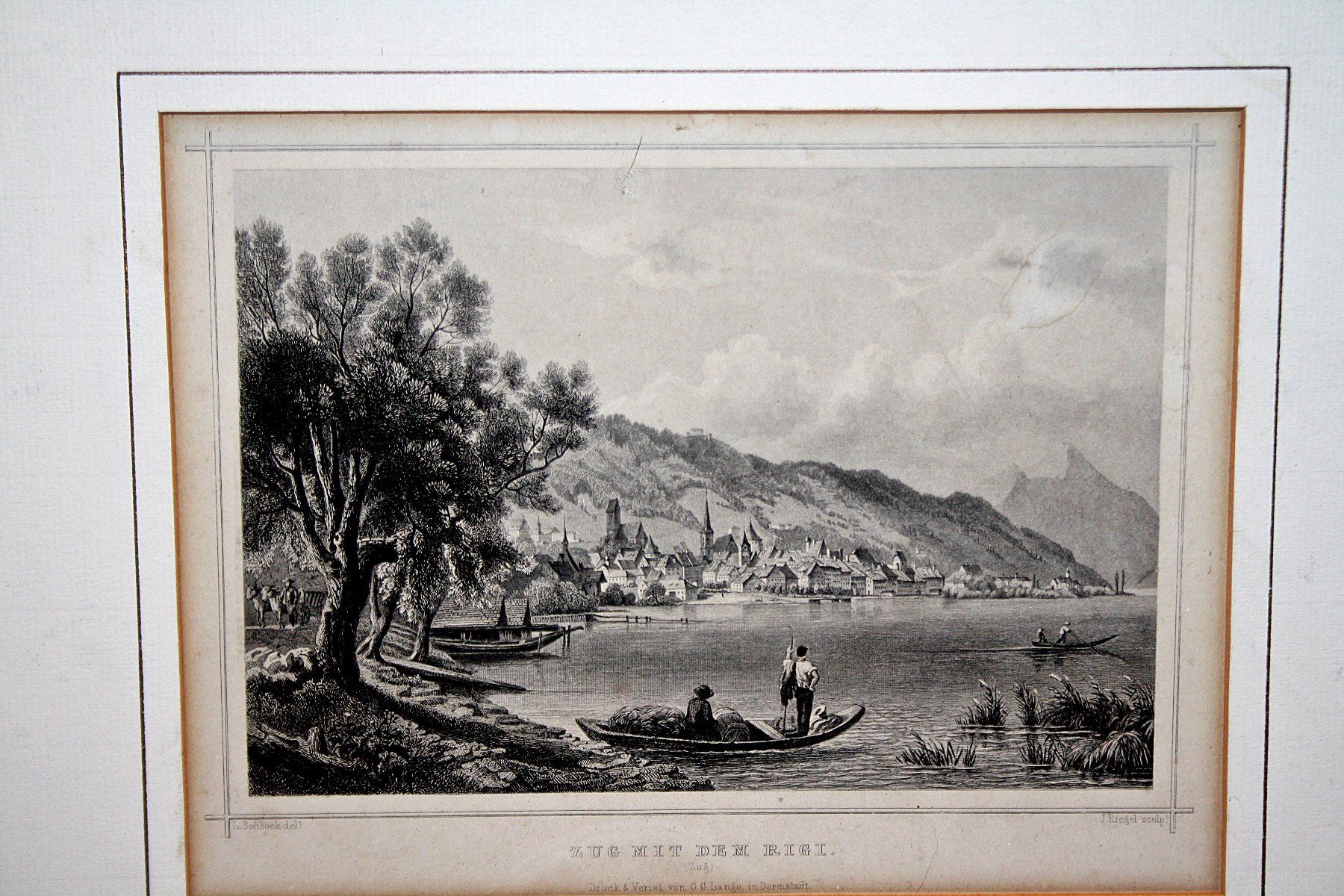 Incisioni: Zug mit der Rigi Kupferstich Ein super rares Litho. – Usato da Baar venduto da 2cvbaar 2