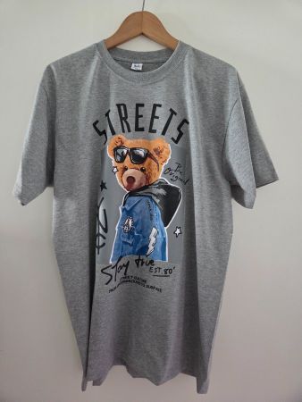 Graues T-Shirt mit Bär-Motiv, Grösse XL, neuwertig