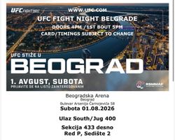 3x UFC Fight Night Belgrade Tickets - Section 433