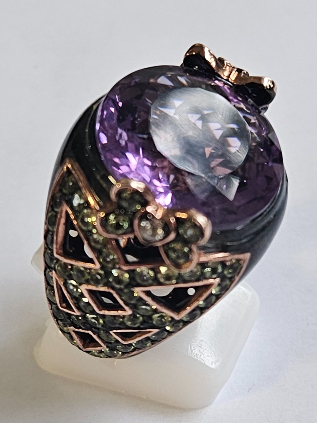 Anelli: Ring mit Amethyst und Peridot, Roségold, Silber – Nuovo (secondo la descrizione) da Zürich venduto da Bieter04 4