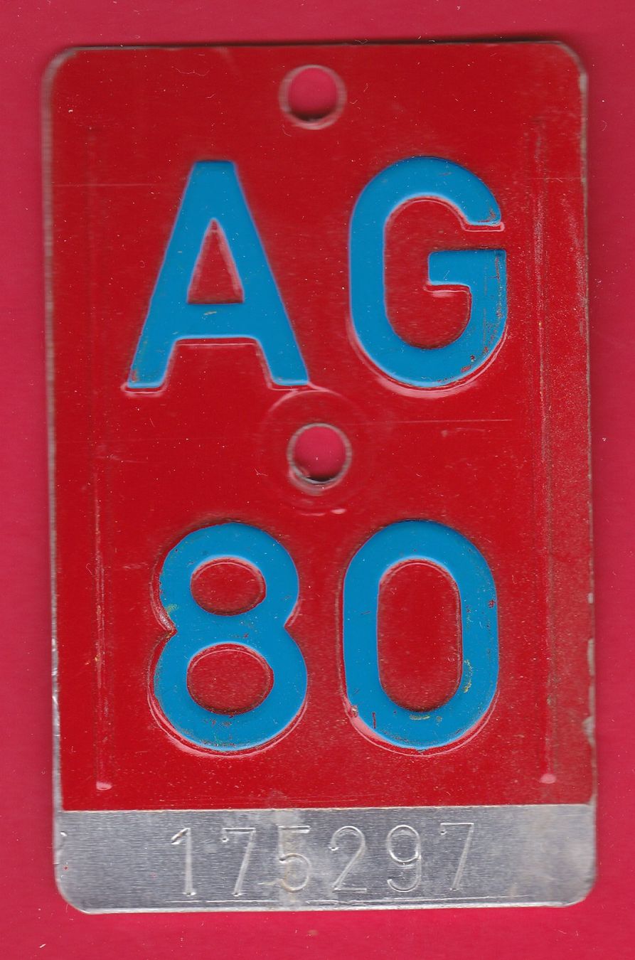 Insegne: VELONUMMER/FAHRRADSCHILD, AG 80 – Usato da Oberrieden venduto da Gebirgsstelze