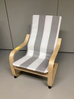 Sessel Holz mit neuem Bezug grau/weiss -Wiitergäh