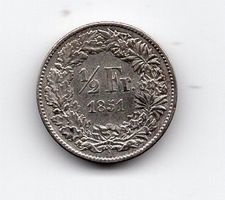 (2116) CH, ½ Franken 1851, top