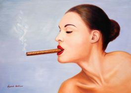 Modern Art - Frau mit Cohiba Zigarre